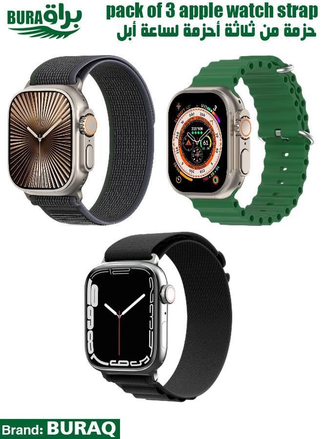 BURAQ Apple Watch Band Strap For Apple Watch Ultra 2/Ultra 49mm, Series 10 46mm, 9/8/7 45mm, SE2/SE/6/5/4 44mm, 3/2/1 42mm