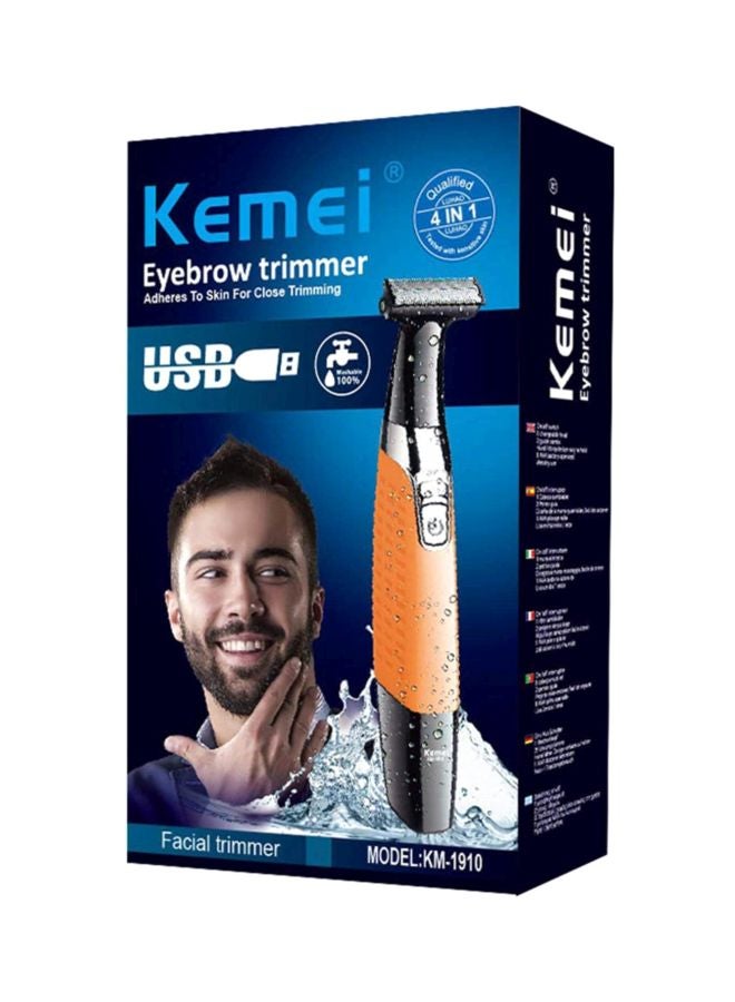 Kemei KM1910 Eyebrow And Facial Trimmer Black/Orange/Silver - Image 2