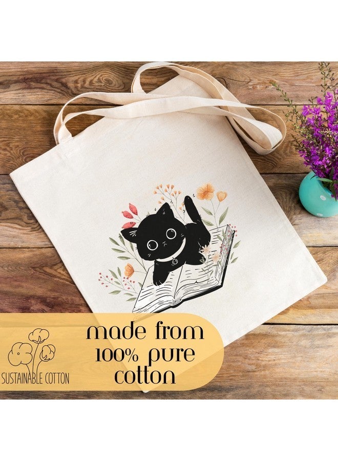 Metsi Canvas Tote Bags For Women With Internal Zipper, College Bag For Girls, 100% Organic Cotton Tote Bag For Traveling & Daily Use Totes Shopping Shoulder Bag, White - Image 2