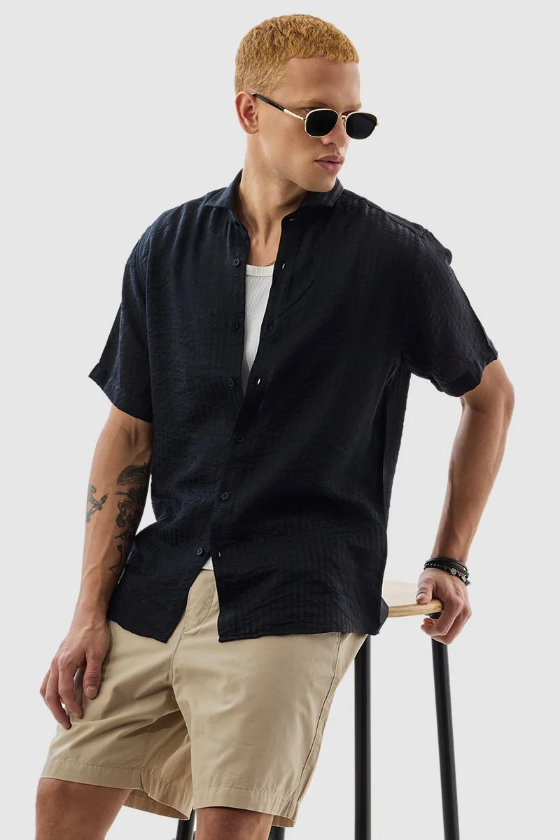 Snitch black Black Stripes Regular Fit Shirt for Men | Best Price UAE