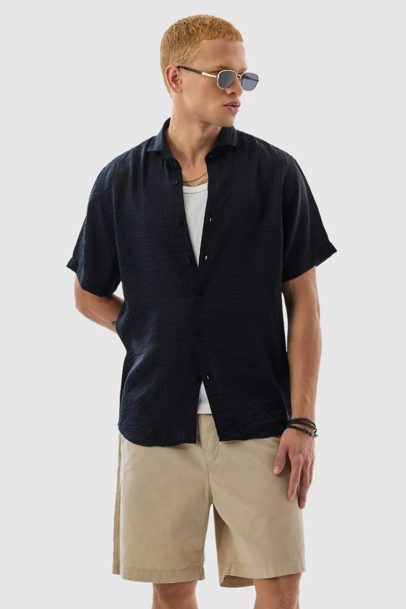 Snitch black Black Stripes Regular Fit Shirt for Men | Best Price UAE