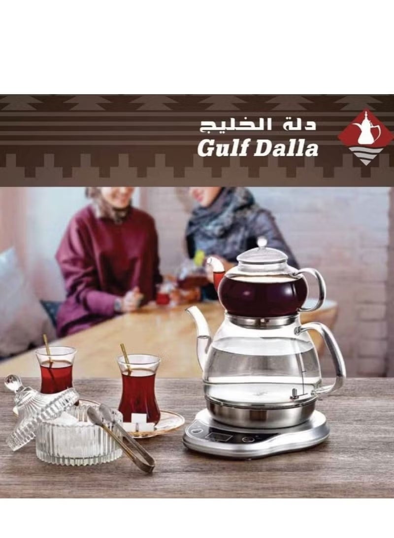 غالف دالا دلة الخليج غلاية شاي كهربائية زجاجية مع إبريق شاي علوي - Image 4