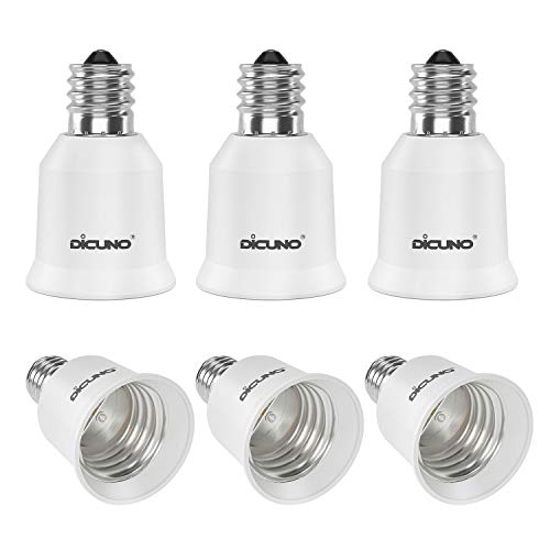 DiCUNO E17 to E26 Adapter, Intermediate E17 Socket to Standard E26 Socket Converter, LED Light Bulb Converter, Max Wattage 200W, 200℃ Heat Resistant (6-Pack) - Image 1
