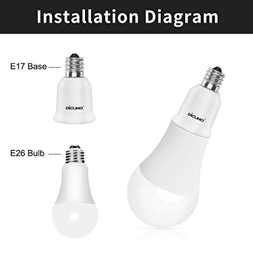DiCUNO E17 to E26 Adapter, Intermediate E17 Socket to Standard E26 Socket Converter, LED Light Bulb Converter, Max Wattage 200W, 200℃ Heat Resistant (6-Pack) - Image 5