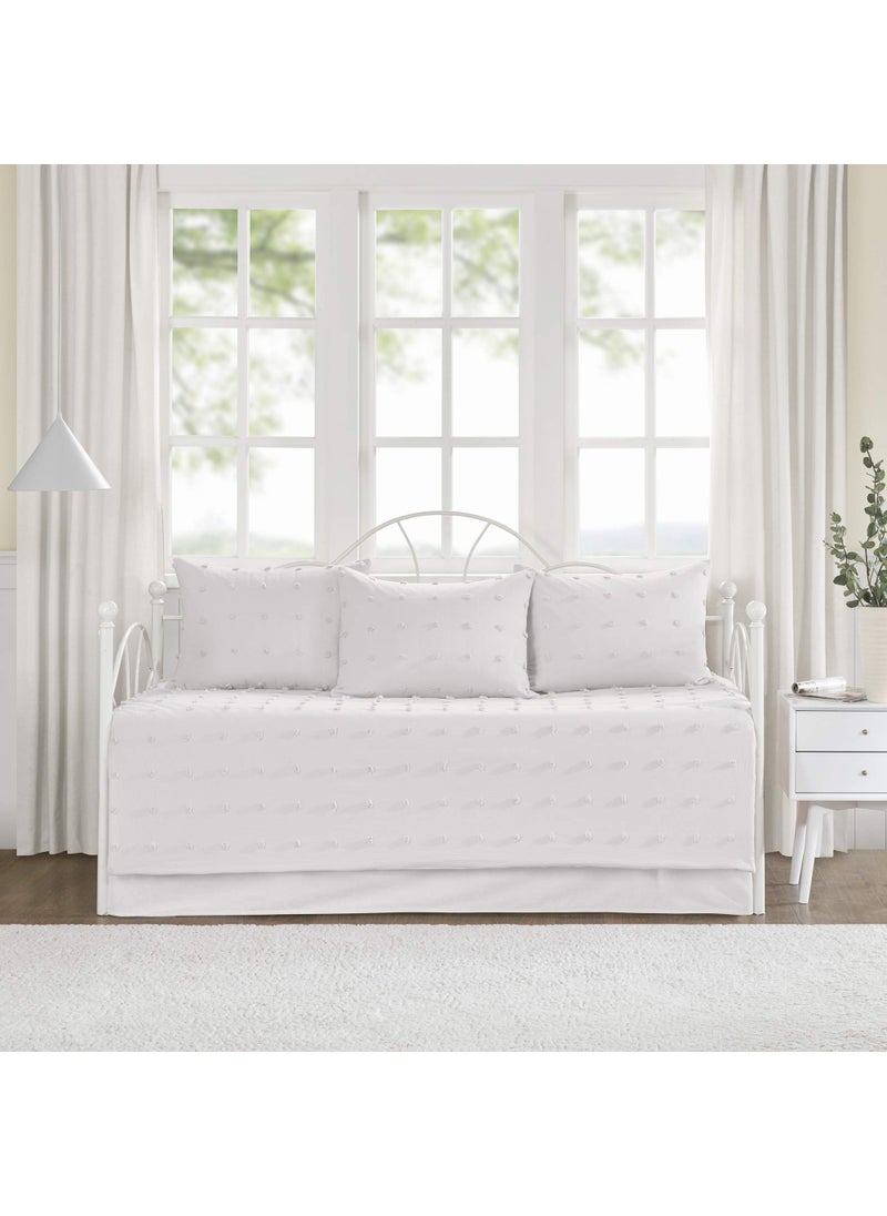 Urban Habitat Urban Habitat Brooklyn Cotton Daybed Cover  Jacquard Tufted Chenille with Quilted Reverse All Season Bedding with Bedskirt Matching Shams Decorative Pillow Ivory 39x75 5 Piece 
