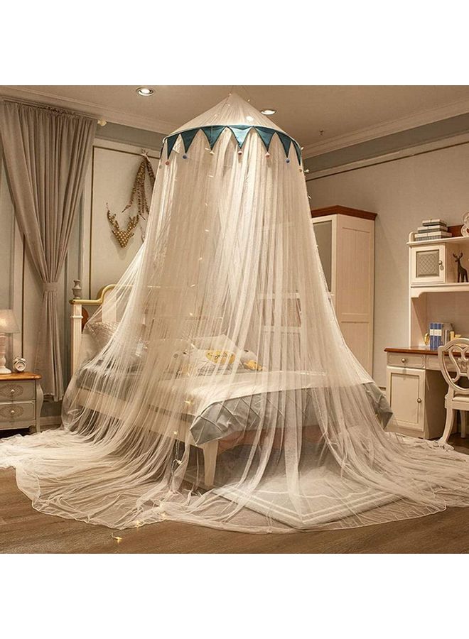 إسكدنيا شبكة ناموسية بتصميم قبة مستديرة من الأعلى مع سلسلة مصابيح LED نسيج بيج 2.8 x 1.2 x 10.5متر - Image 2