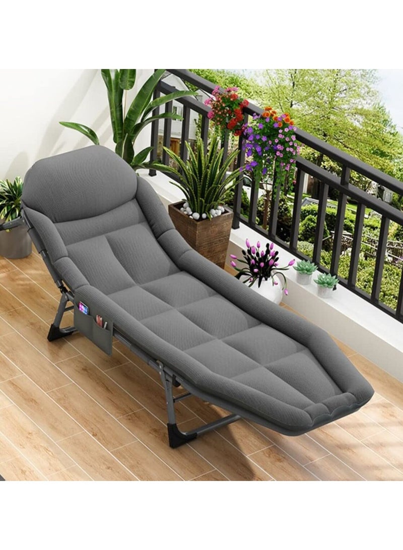 DubaiGallery Folding bed simple camping leisure outdoor chair with pillow Comfortable and lightweight lounge chair for indoor and outdoor use naps overtime for disaster prevention Easy to assemble  - Image 1