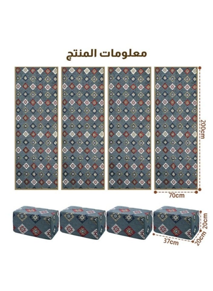 سمارت هوم طقم جلسة أرضية تراثية مكونة من 8 قطع مناسبة للسفر والرحلات البرية والحديقة , طقم يتكون من ٤ مدات مقاس 5X80X200 تخييم ارضية مع 4 مراكى - Image 3