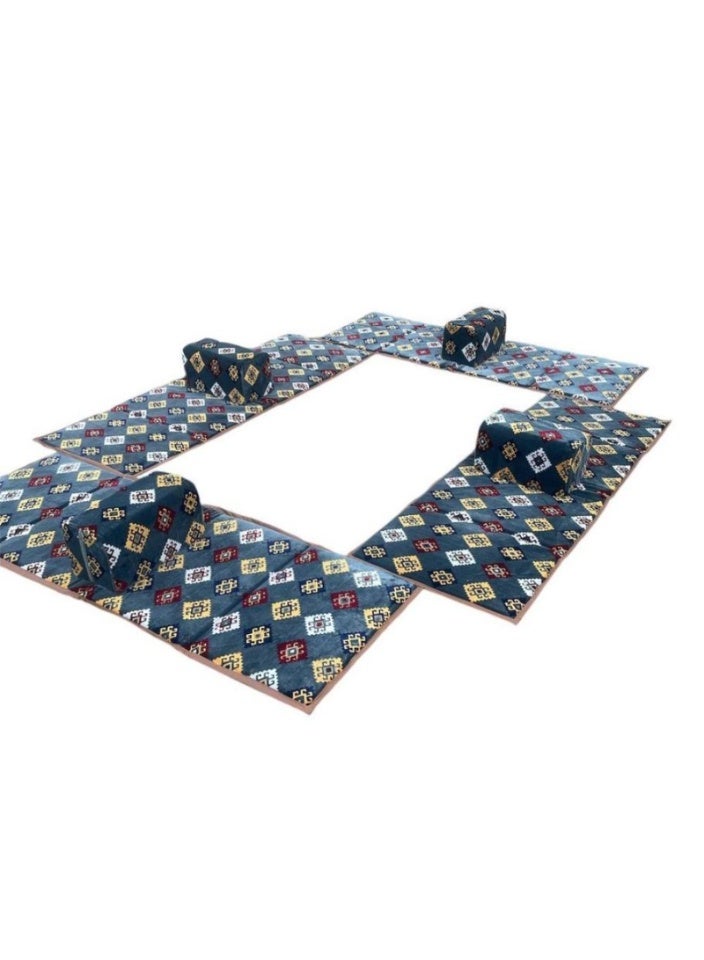 سمارت هوم طقم جلسة أرضية تراثية مكونة من 8 قطع مناسبة للسفر والرحلات البرية والحديقة , طقم يتكون من ٤ مدات مقاس 5X80X200 تخييم ارضية مع 4 مراكى - Image 1