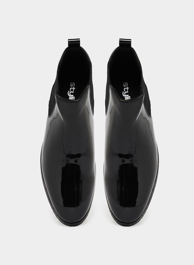 Styli Patent Leather Chelsea Boots - Image 3