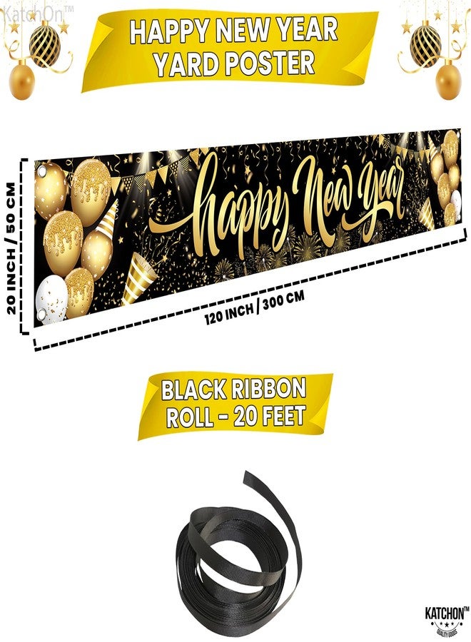 كاتشون لافتة "كاتشون، عام جديد سعيد 2026" - مقاس كبير جدًا 120 × 20 بوصة | لافتة حديقة "عام جديد سعيد" لتزيين ليلة رأس السنة 2026 | لافتة ليلة رأس السنة | لوازم حفلات ليلة رأس السنة 2026 | زينة رأس السنة 2026 - Image 2