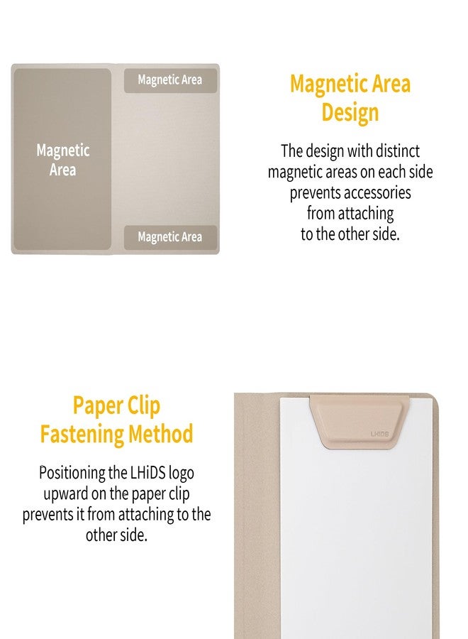 LHiDS A6 Magnetic Padfolio Organizer with Pen Holder & Notepad – Compact Magnetic Notebook Folder for Quick Notes, Work, Study – Apricot - Image 5