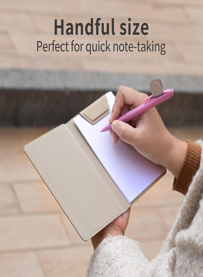 LHiDS A6 Magnetic Padfolio Organizer with Pen Holder & Notepad – Compact Magnetic Notebook Folder for Quick Notes, Work, Study – Apricot - Image 2