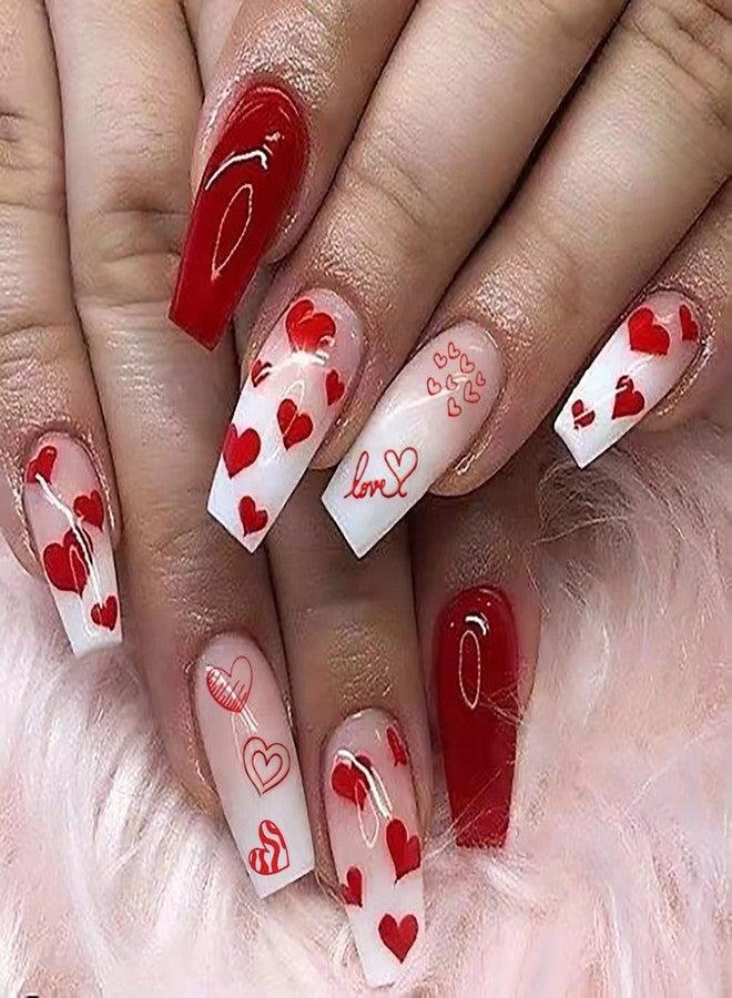 winthrop 9 Sheets Heart Nail Stickers, 3D Valentine's Day Black Red Golden Laser Design Self-Adhesive Nail Art Decals, DIY Manicure Decoration Supplies Accessories for Women Girls - Image 4