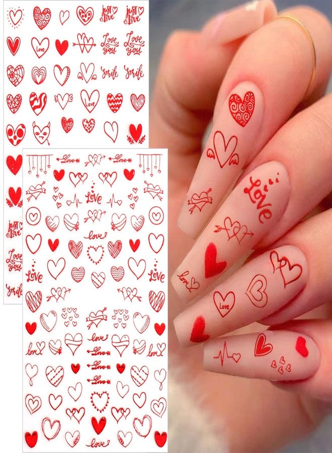 winthrop 9 Sheets Heart Nail Stickers, 3D Valentine's Day Black Red Golden Laser Design Self-Adhesive Nail Art Decals, DIY Manicure Decoration Supplies Accessories for Women Girls - Image 2