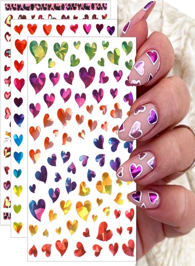 winthrop 9 Sheets Heart Nail Stickers, 3D Valentine's Day Black Red Golden Laser Design Self-Adhesive Nail Art Decals, DIY Manicure Decoration Supplies Accessories for Women Girls - Image 5