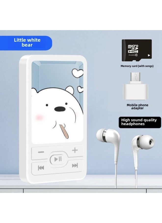 Students Listen To Music Mp3 Walkman High School Students Boys And Girls Mini Portable Sports Music Player-Body Color:A1 Little White Bear-Memory Capacity:No External Sound 32g Can Save 8000 Songs + 4-piece Set - Image 1