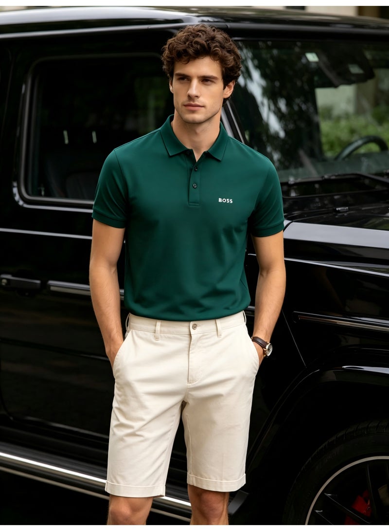 BOSS Men's Short Sleeve Polo Shirt, Classic Solid Color Casual Top, Breathable Fabric for Everyday & Smart Casual Wear - Dark Green - Image 5