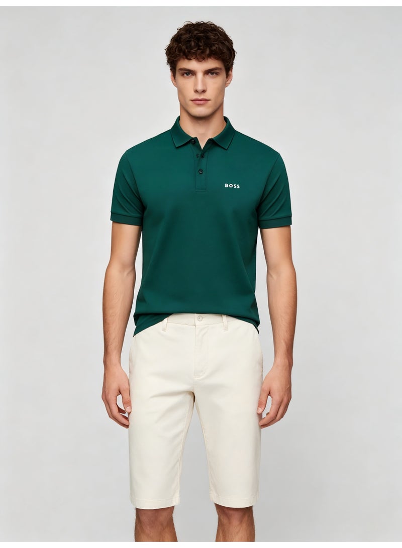 BOSS Men's Short Sleeve Polo Shirt, Classic Solid Color Casual Top, Breathable Fabric for Everyday & Smart Casual Wear - Dark Green - Image 4