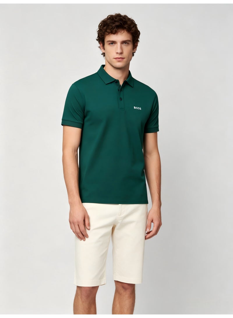 BOSS Men's Short Sleeve Polo Shirt, Classic Solid Color Casual Top, Breathable Fabric for Everyday & Smart Casual Wear - Dark Green - Image 2