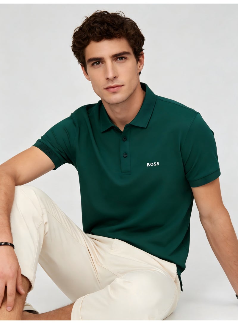 BOSS Men's Short Sleeve Polo Shirt, Classic Solid Color Casual Top, Breathable Fabric for Everyday & Smart Casual Wear - Dark Green - Image 1