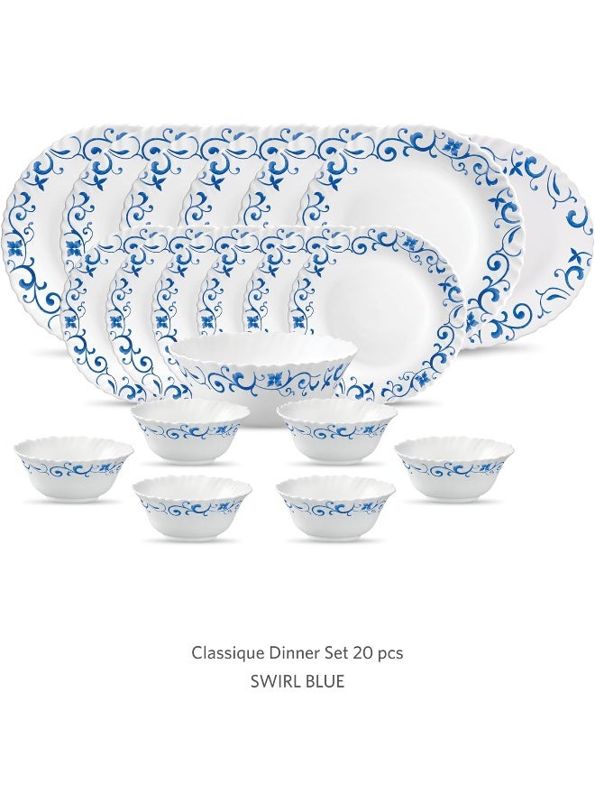 La Opala Diva Classique Dinner Set 20 Pcs Swirl Blue - Image 2