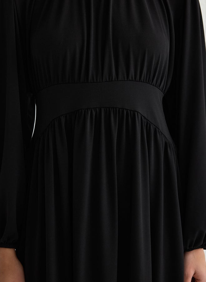 trendyol Black Waist Detailed Knitted Dress - Image 2