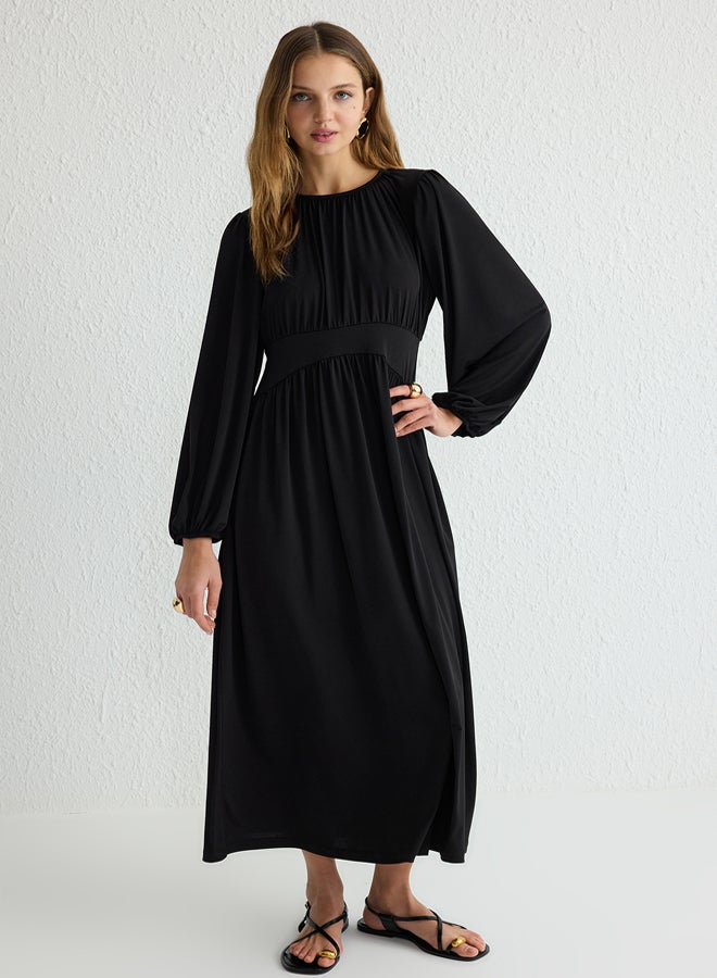 trendyol Black Waist Detailed Knitted Dress - Image 3