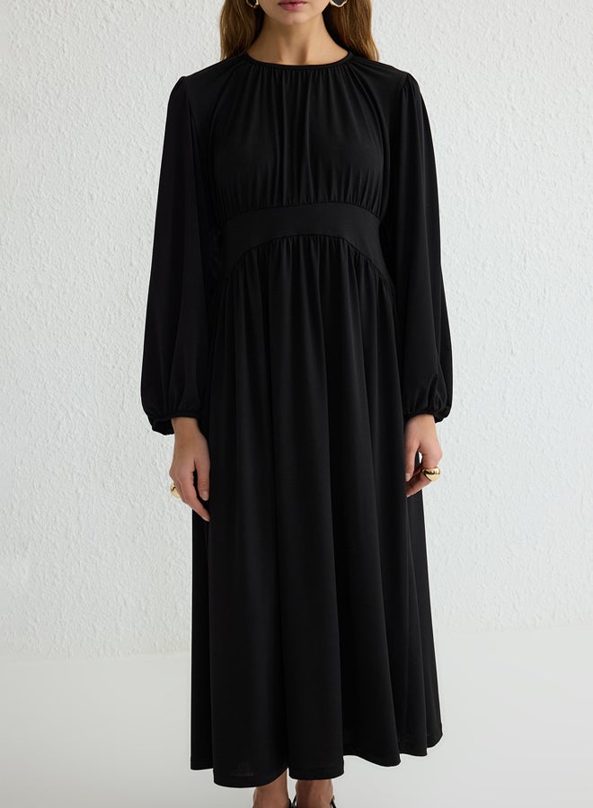 trendyol Black Waist Detailed Knitted Dress - Image 4