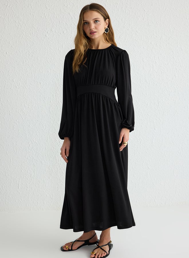 trendyol Black Waist Detailed Knitted Dress - Image 1