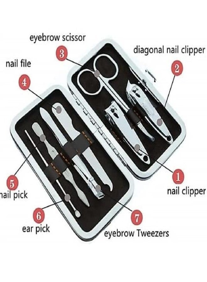 BIRZAR 7 Tools Manicure Set | Travel Mini Nail Clippers Kit | Stainless Steel Professional Grooming Kit With Case | Personal Care Tool Kit (Set of 1,Multicolor) - Image 1