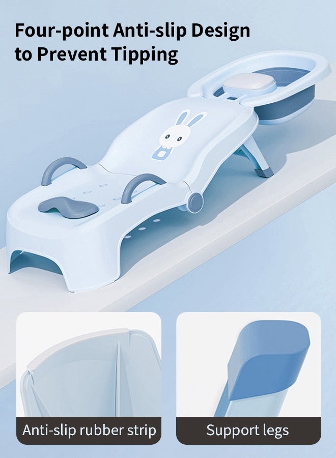 HAYALUX Foldable Baby Bath Washing Hair Shower Shampoo Basin, Adjustable Kids shampoo recliner with PVC cushion, Girls Boys Shampoo Chair with Drainage for Home - Image 3