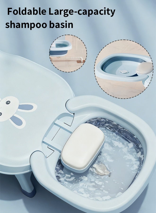 HAYALUX Foldable Baby Bath Washing Hair Shower Shampoo Basin, Adjustable Kids shampoo recliner with PVC cushion, Girls Boys Shampoo Chair with Drainage for Home - Image 5