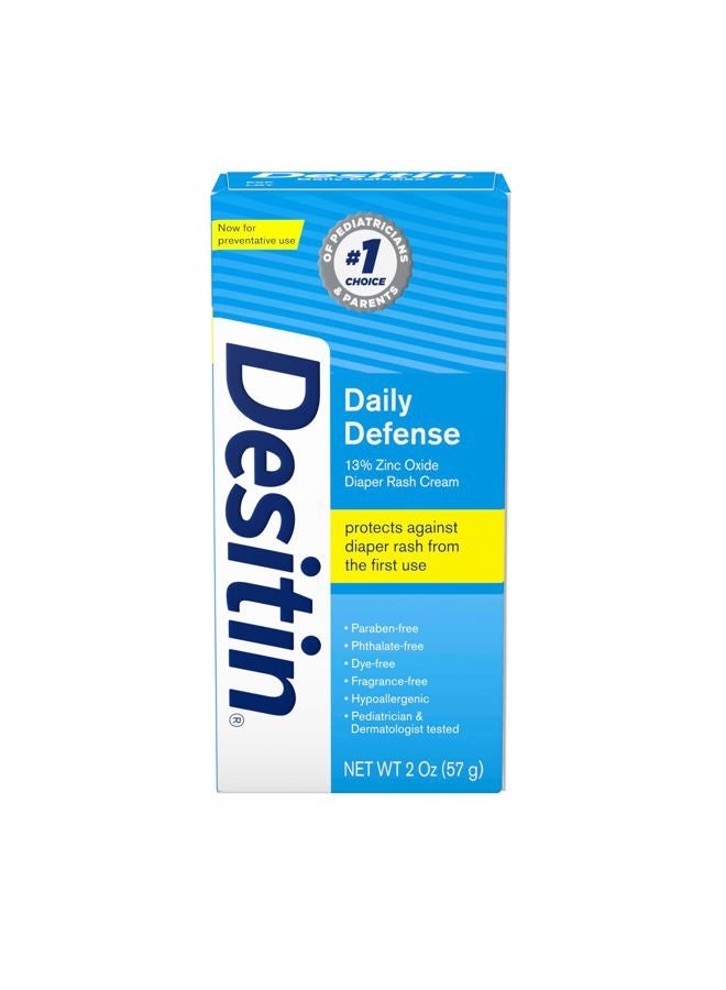 Desitin Daily Defense Baby Diaper Rash Cream with 13% Zinc Oxide Barrier Cream to Treat, Relieve & Prevent diaper rash, Hypoallergenic, Dye-, Phthalate- & Paraben-Free, Travel Size, 2 oz - Image 1