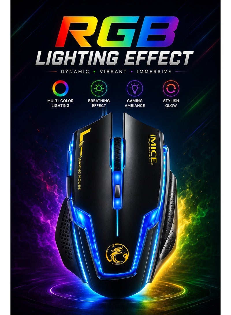 IMICE A9 Gaming Mouse – RGB Wired Mouse with Adjustable DPI for PC & Laptop - Image 3