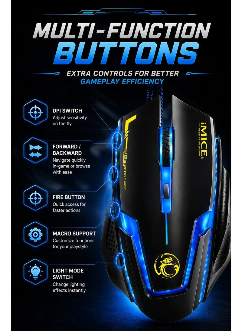 IMICE A9 Gaming Mouse – RGB Wired Mouse with Adjustable DPI for PC & Laptop - Image 4