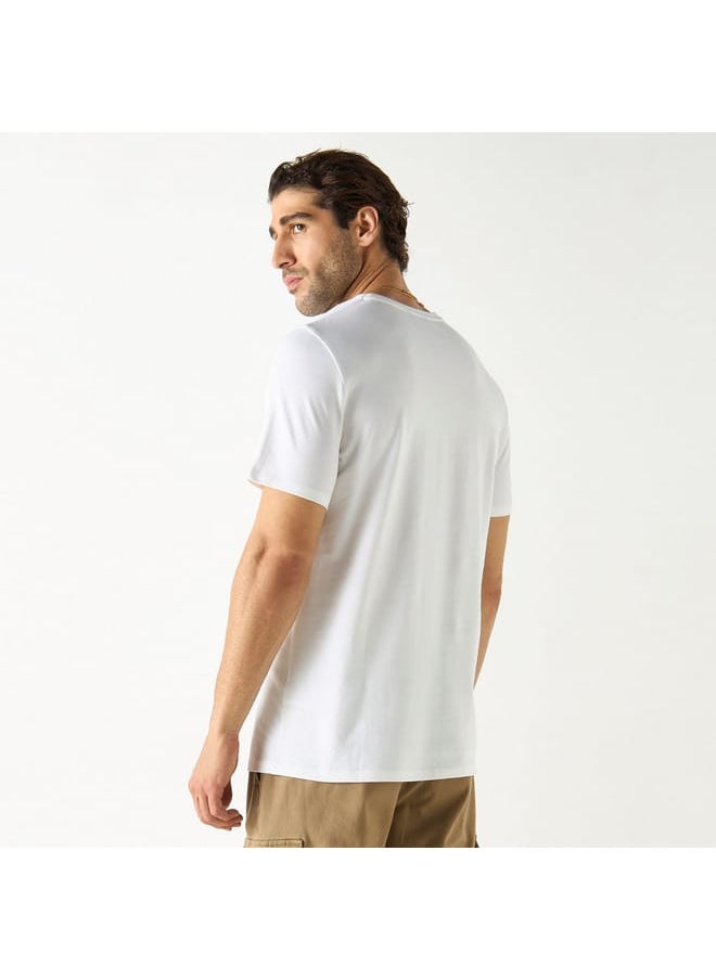 Iconic Iconic Slogan Print Crew Neck T-shirt with Short Sleeves  - Image 3