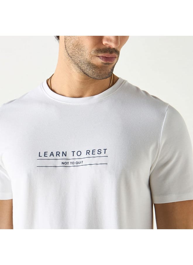 Iconic Iconic Slogan Print Crew Neck T-shirt with Short Sleeves  - Image 4