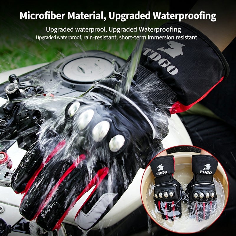 Winter Motorcycle Riding Gloves with Knuckle Protection - Image 2