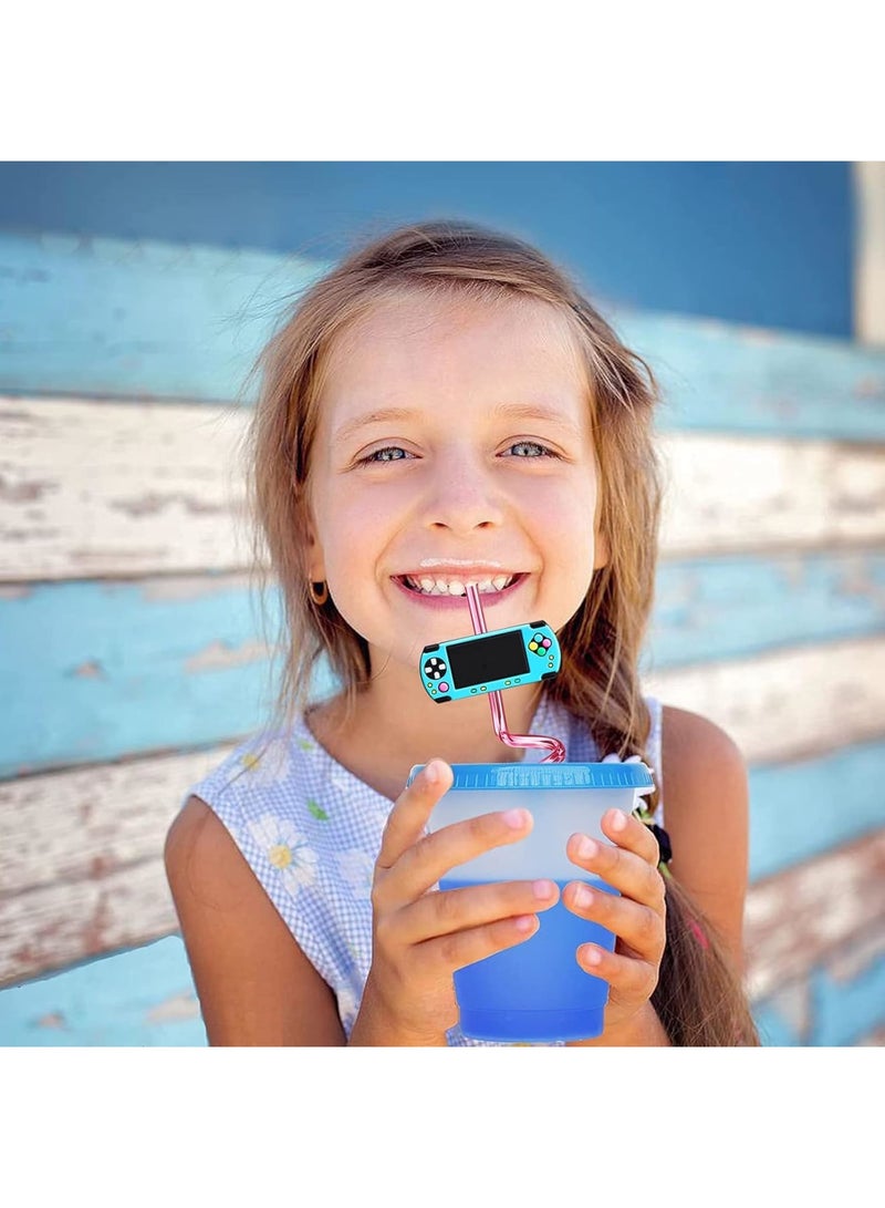 SOLARAE Party Supplies Drinking Plastic Straws, 24 Pcs Video Game Party Favors, Game Controller Reusable Drinking Straws, Good Gifts for Kids Gamer Birthday Party, Game On Party Supplies - Image 5