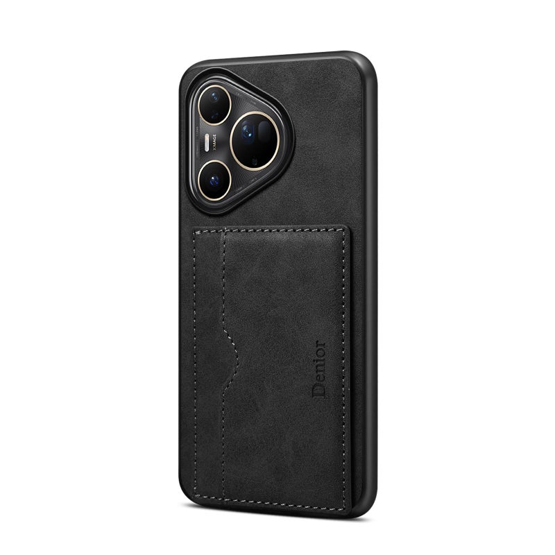Denior For Huawei Pura 80 Ultra 5G D08 Pu Single Card Slot Holder Phone Case(Black) - Image 1