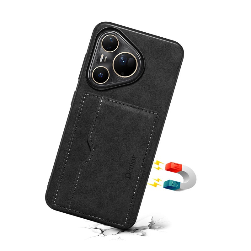 Denior For Huawei Pura 80 Ultra 5G D08 Pu Single Card Slot Holder Phone Case(Black) - Image 3