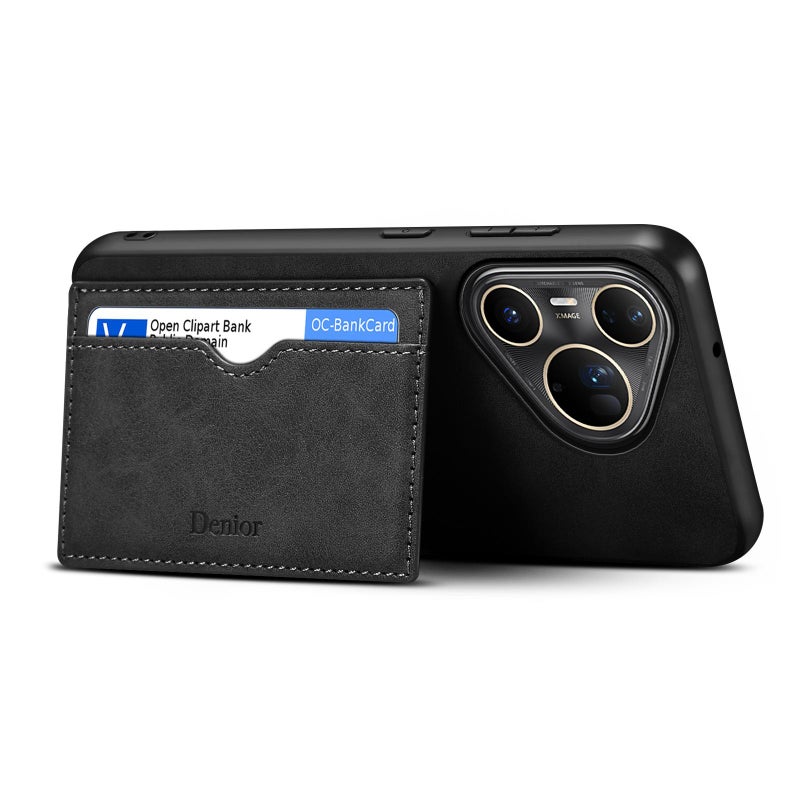 Denior For Huawei Pura 80 Ultra 5G D08 Pu Single Card Slot Holder Phone Case(Black) - Image 4