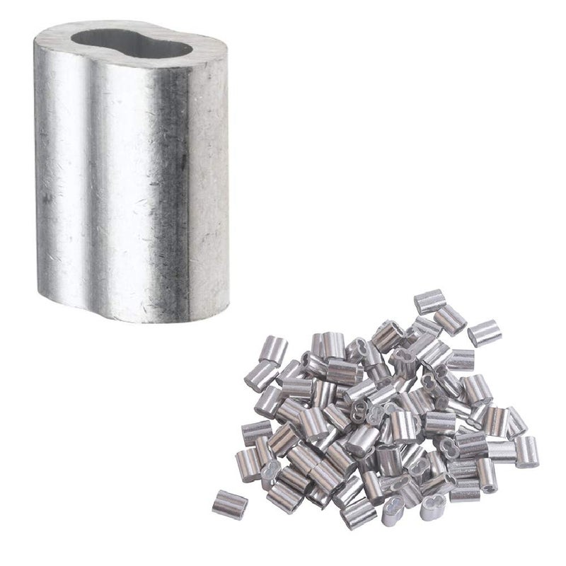 Accessbuy 3/16" Aluminum Crimping Loop Sleeves,Wire Rope Sleeves,Aluminum Gritted Crimping Sleeve,Cable Crimps Ferrule for 3/16" Diameter Wire Rope and Cable Line 50 Pieces - Image 1