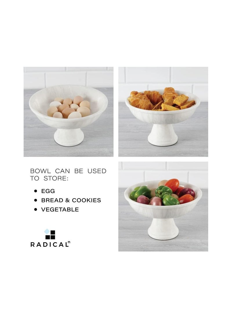 RADICALn - Radicaln handmade Fruit Bowl White Marble 12" Inch Fruit & Vegetable Storage for Kitchen Counter - Kitchen Décor Fruits Holder for Dining Table - Kitchen Organization - Image 1