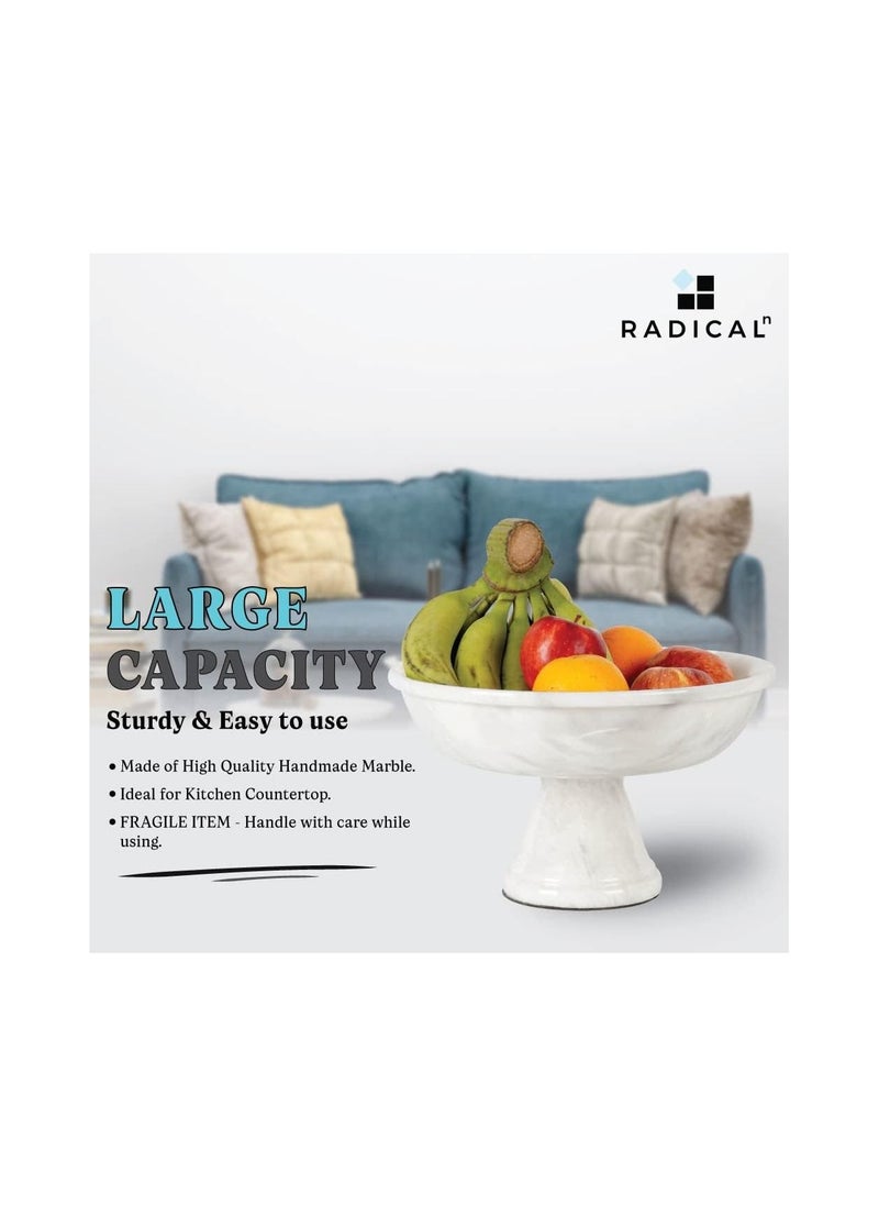 RADICALn - Radicaln handmade Fruit Bowl White Marble 12" Inch Fruit & Vegetable Storage for Kitchen Counter - Kitchen Décor Fruits Holder for Dining Table - Kitchen Organization - Image 1