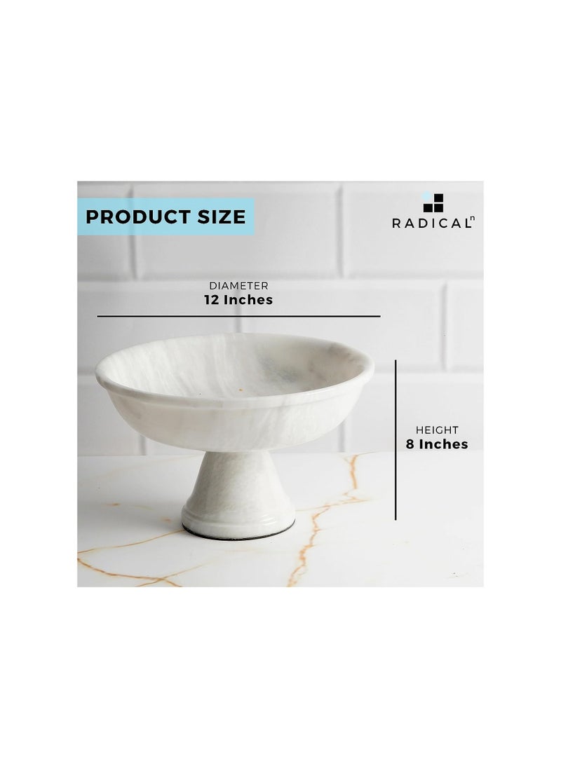 RADICALn - Radicaln handmade Fruit Bowl White Marble 12" Inch Fruit & Vegetable Storage for Kitchen Counter - Kitchen Décor Fruits Holder for Dining Table - Kitchen Organization - Image 1