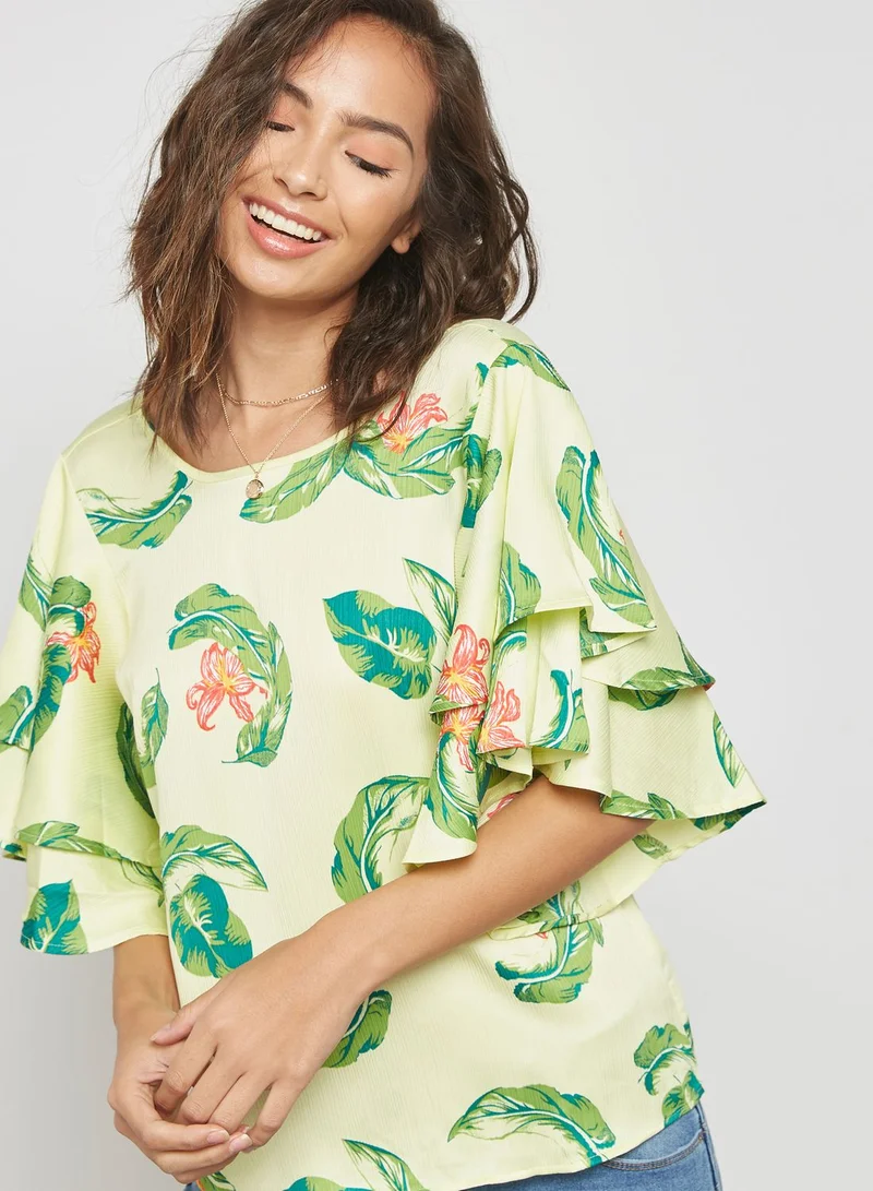 VERO MODA Back Cut Out Detail Printed Top