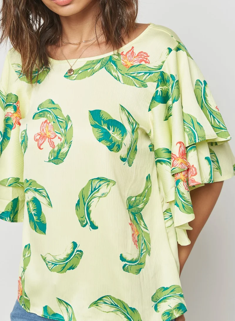 VERO MODA Back Cut Out Detail Printed Top