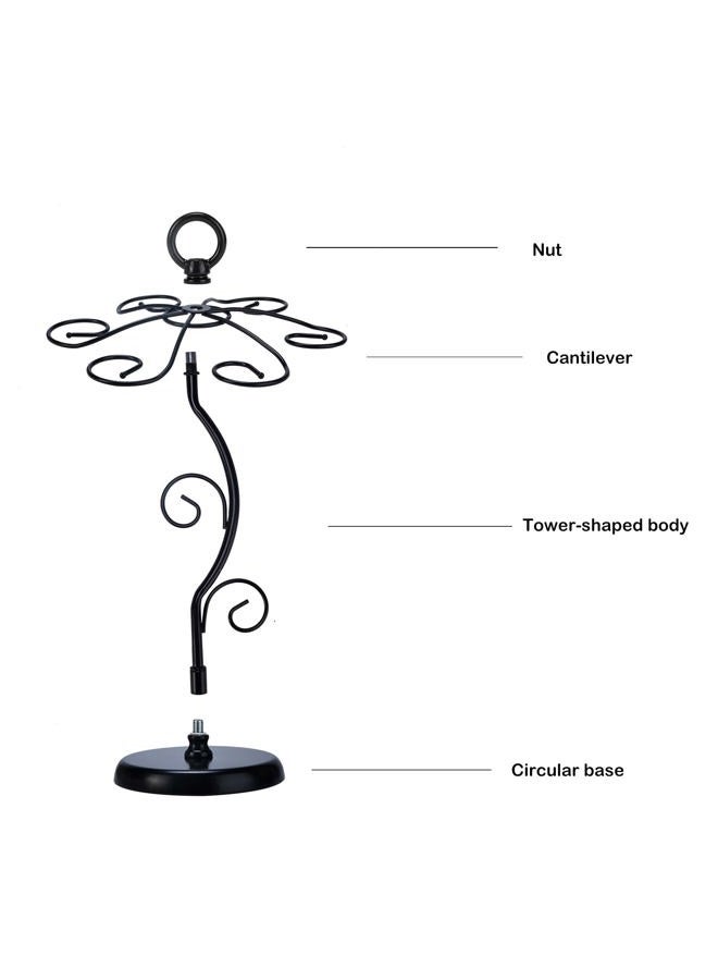 FOMANSH Countertop Wine Glass Holder - Freestanding Tabletop Stemware Storage Rack Metal Glasses Display Rack Black with 6 Hooks - Image 4